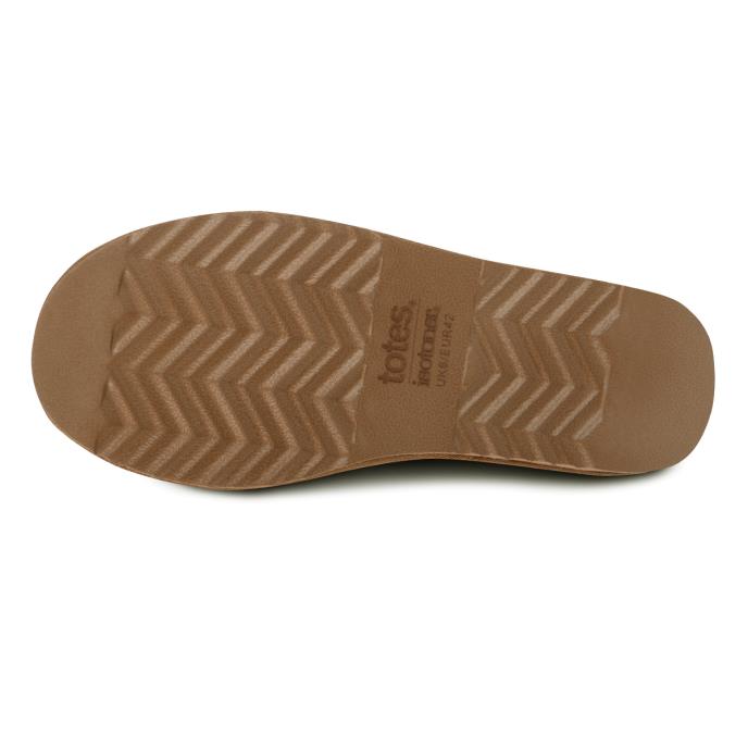 Isotoner® Mens Real Suede Full Back Slipper Tan Extra Image 5
